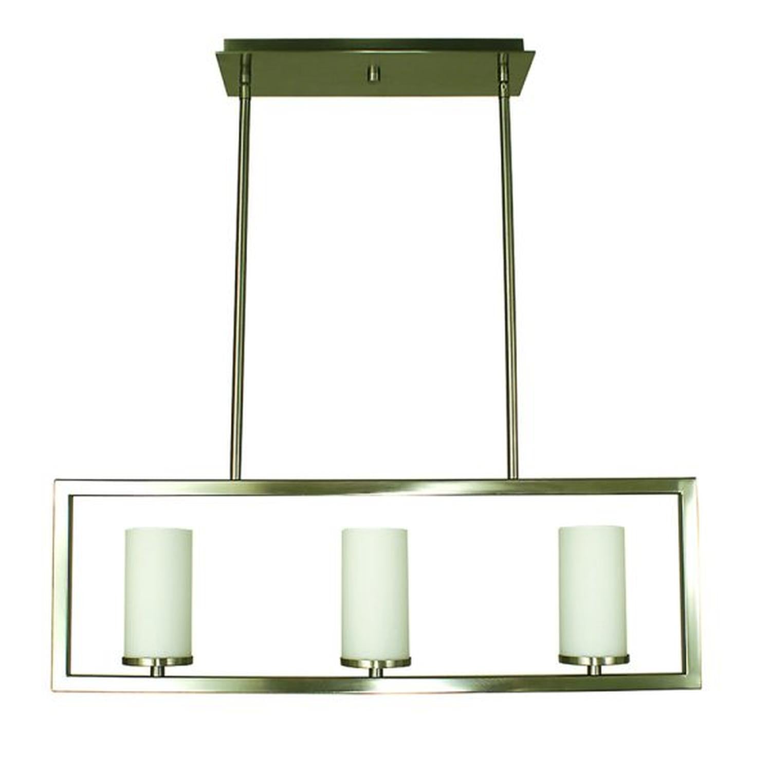 3-Light Brushed Nickel Theorem Island Chandelier - 1193 BN by Framburg