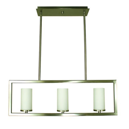 3-Light Brushed Nickel Theorem Island Chandelier - 1193 BN by Framburg