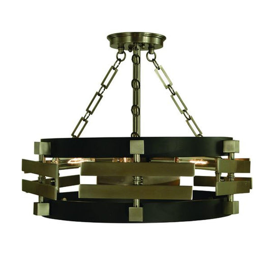 3-Light Brushed Nickel With Matte Black Eden Semi Flush Mount Chandelier - 5740 BN/MBLACK by Framburg