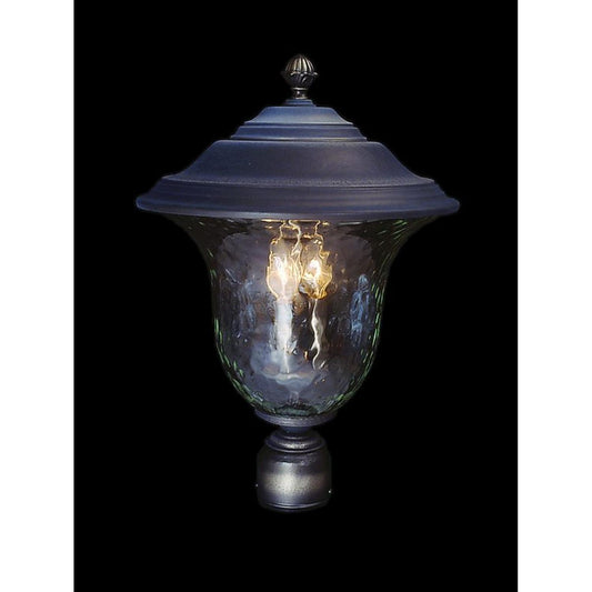 3-Light Iron Carcassonne Exterior Post Mount - 8332 IRON by Framburg