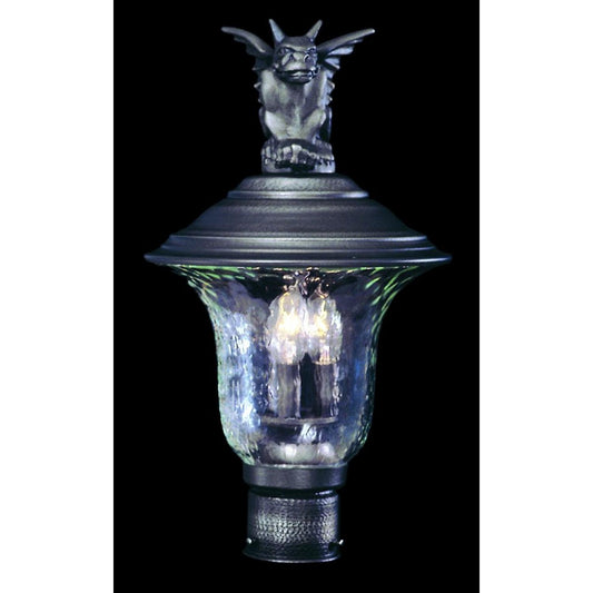 3-Light Iron Carcassonne Exterior Post Mount - 8506 IRON by Framburg
