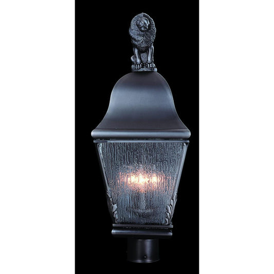3-Light Iron Coeur De Lion Exterior Post Mount - 9611 IRON by Framburg