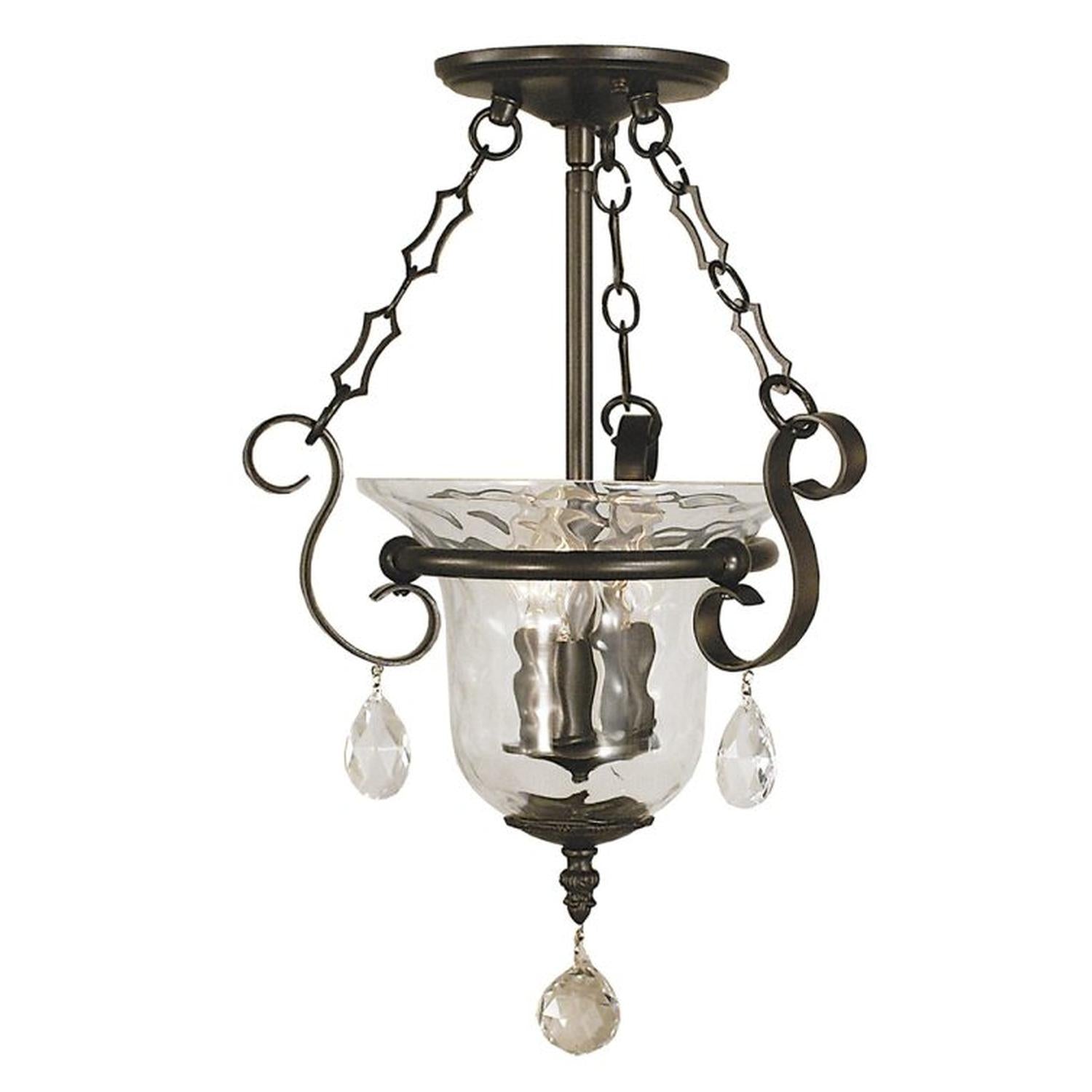 3-Light Mahogany Bronze Carcassonne Flush / Semi-Flush Mount - 2914 MB by Framburg
