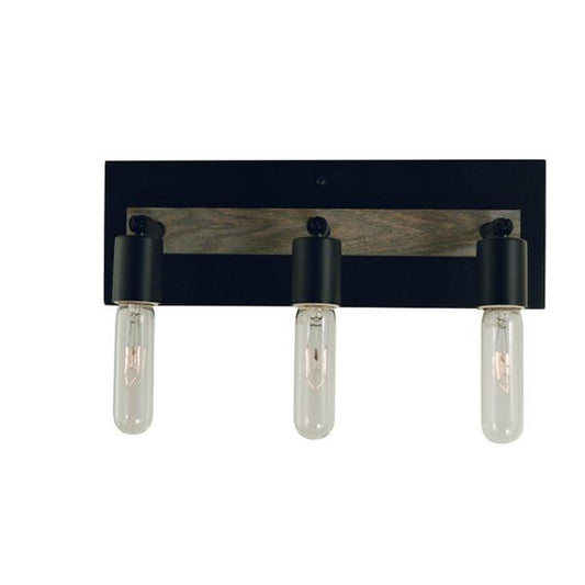 3-Light Matte Black With Grey Oak Accents Loft Sconce - 5438 Mblack by Framburg