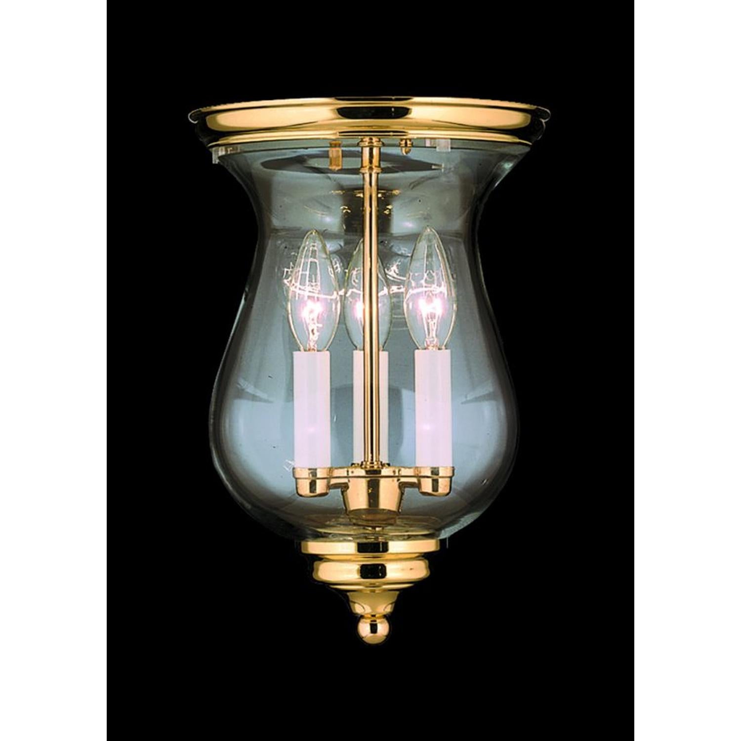 3-Light Polished Brass Jamestown Flush / Semi-Flush Mount - 7572 PB by Framburg