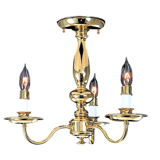 3-Light Polished Brass Jamestown Flush / Semi-Flush Mount - 9133 PB by Framburg