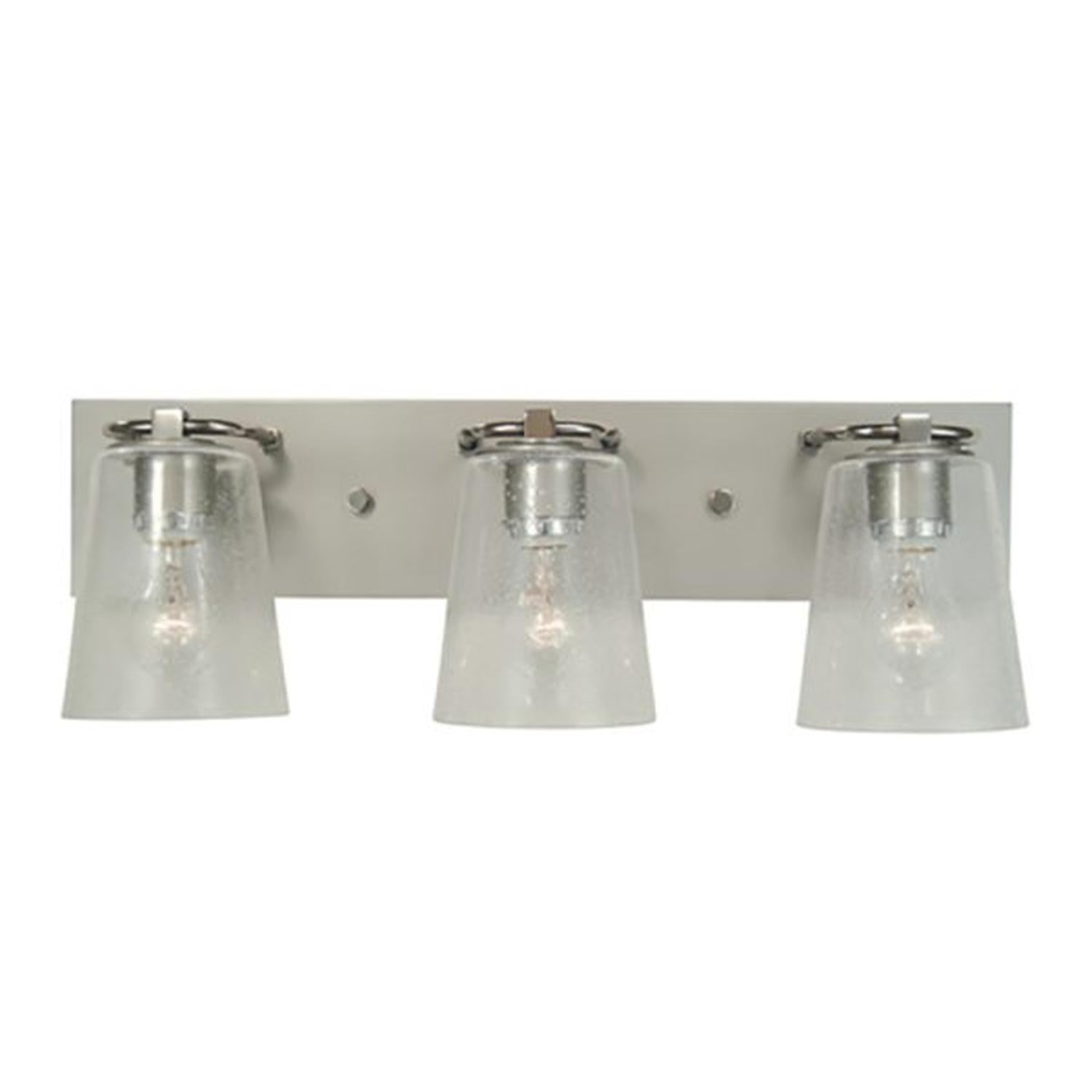 3-Light Satin Pewter/Polished Nickel/Clear Seedy Glass Mercer Bath Sconce - 4853 SP/PN/CS by Framburg