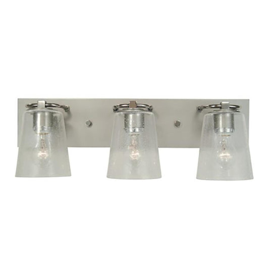 3-Light Satin Pewter/Polished Nickel/Clear Seedy Glass Mercer Bath Sconce - 4853 SP/PN/CS by Framburg