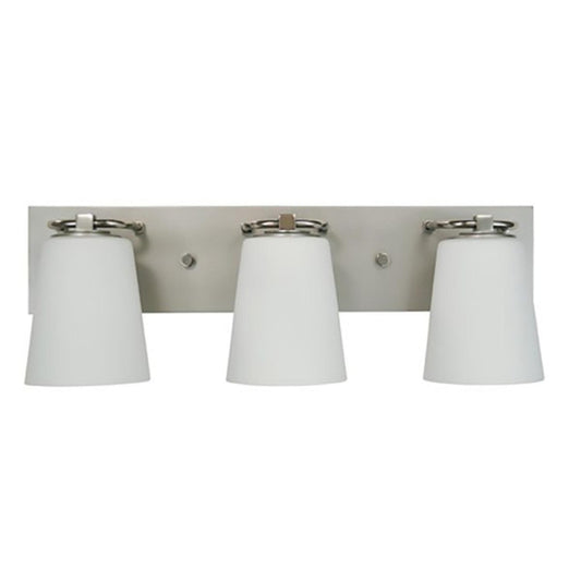 3-Light Satin Pewter/Polished Nickel/White Glass Mercer Bath Sconce - 4853 SP/PN/WH by Framburg