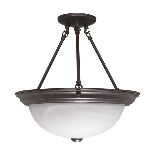 3 Light - Semi Flush with Alabaster Glass - Old Bronze Finish