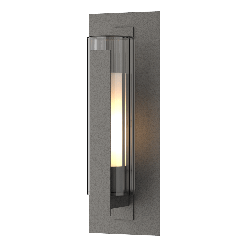 Vertical Bar Fluted Glass Medium Outdoor Sconce with Dimmable Light by Hubbardton Forge, 18.8" H