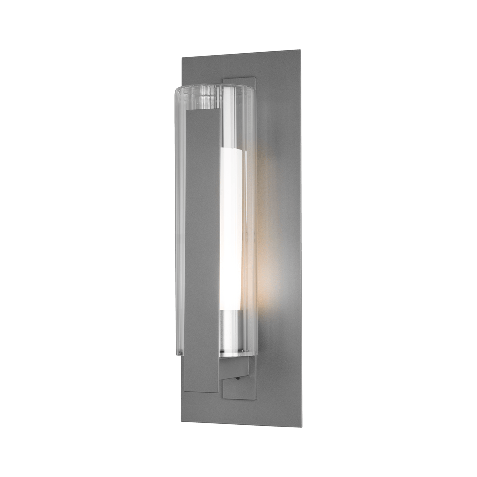 Vertical Bar Fluted Glass Medium Outdoor Sconce with Dimmable Light by Hubbardton Forge, 18.8" H