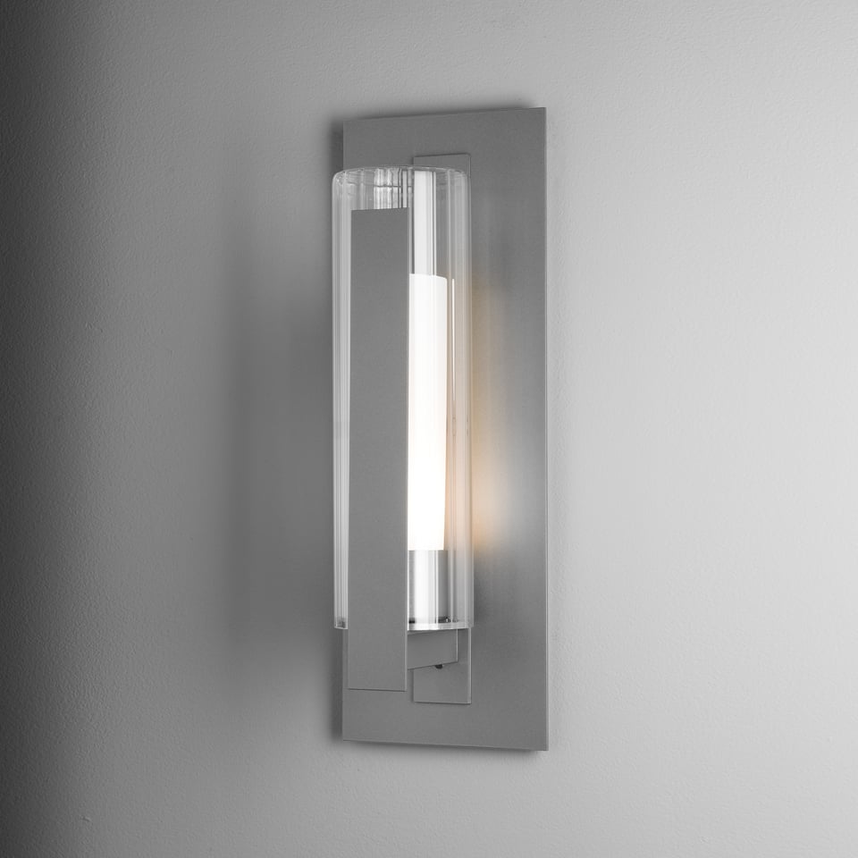 Vertical Bar Fluted Glass Medium Outdoor Sconce with Dimmable Light by Hubbardton Forge, 18.8" H
