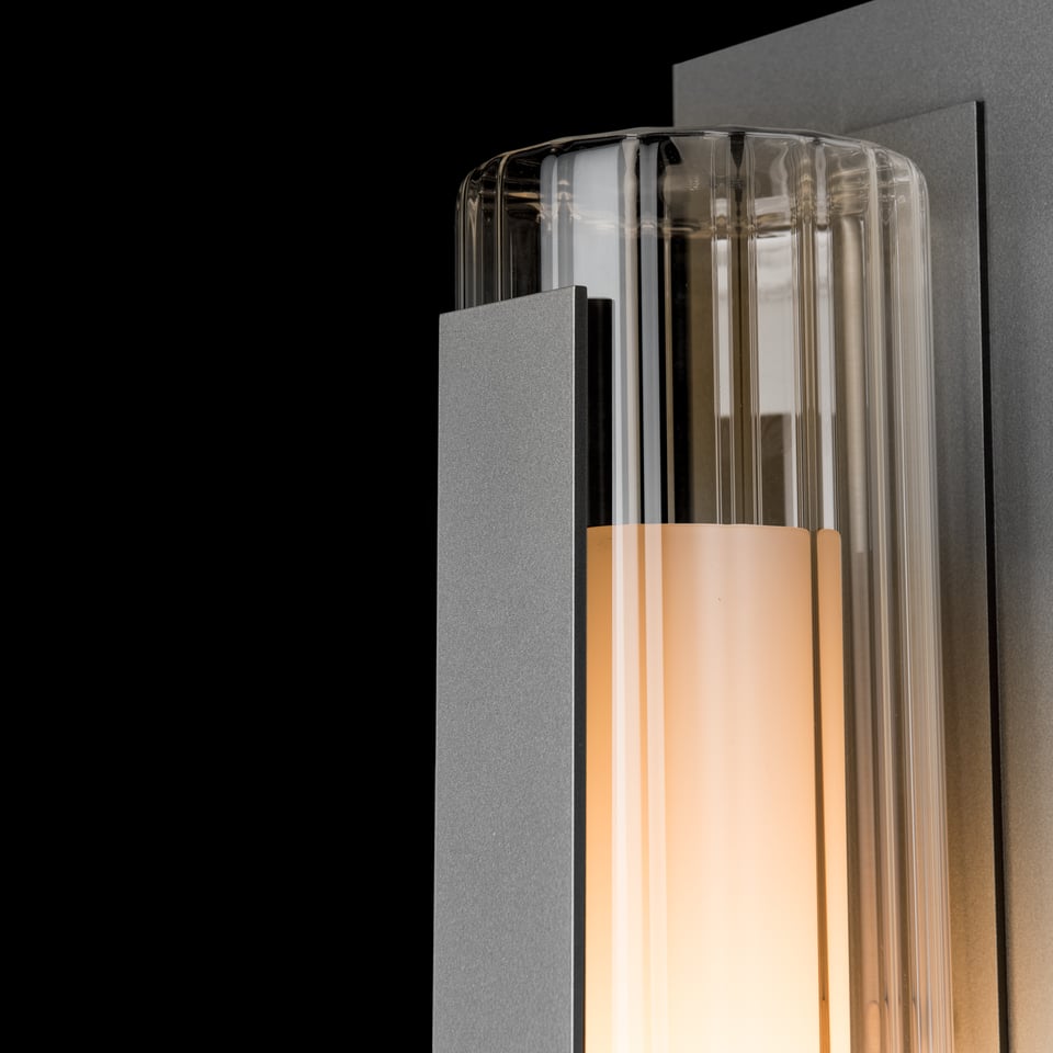 Vertical Bar Fluted Glass Medium Outdoor Sconce with Dimmable Light by Hubbardton Forge, 18.8" H