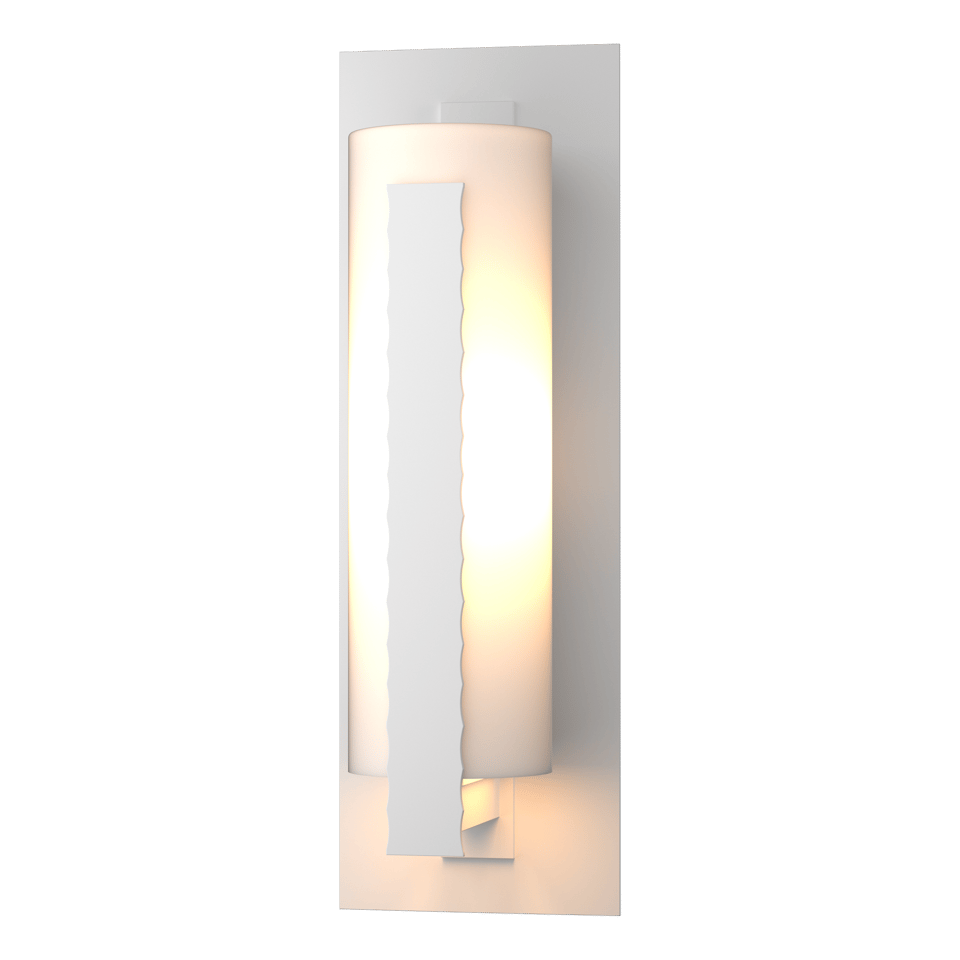 Hubbardton Forge 307287 Forged Vertical Bars Large Outdoor Sconce with Opal Glass Shade