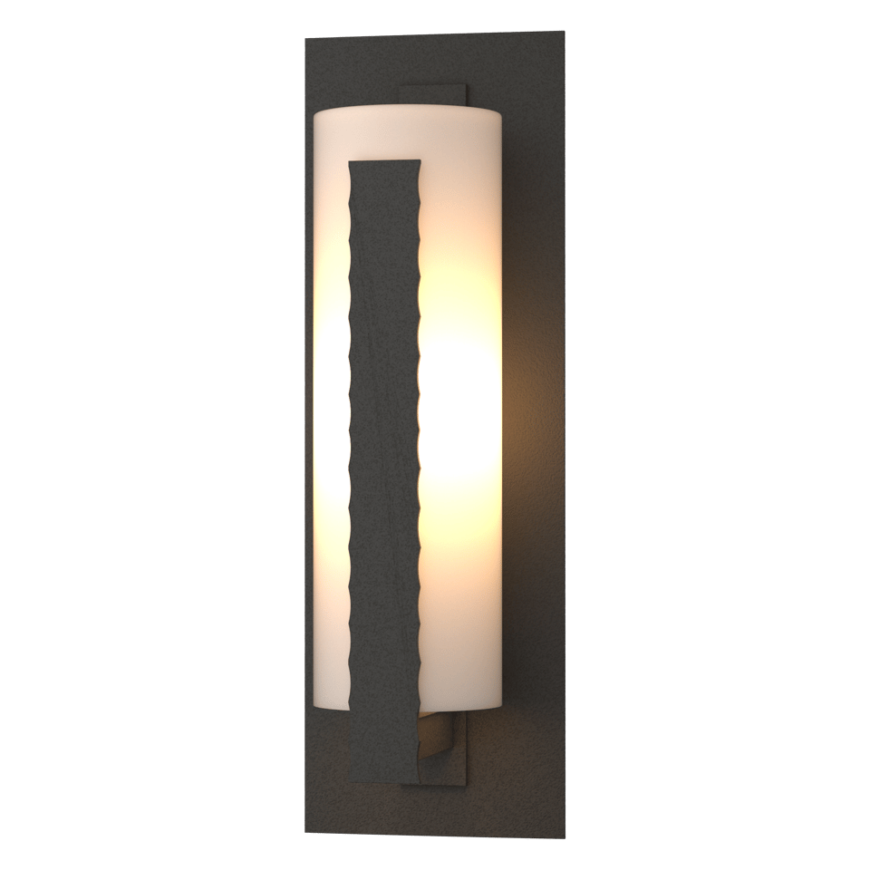 Hubbardton Forge 307287 Forged Vertical Bars Large Outdoor Sconce with Opal Glass Shade