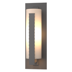 Hubbardton Forge 307287 Forged Vertical Bars Large Outdoor Sconce with Opal Glass Shade