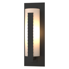 Hubbardton Forge 307287 Forged Vertical Bars Large Outdoor Sconce with Opal Glass Shade
