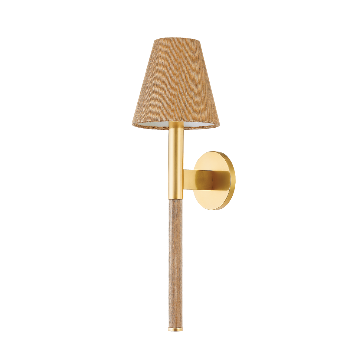 Lindenwood Aged Brass Wall Sconce by Hudson Valley Lighting - Natural Woven Shade, Dimmable, UL Damp Rated