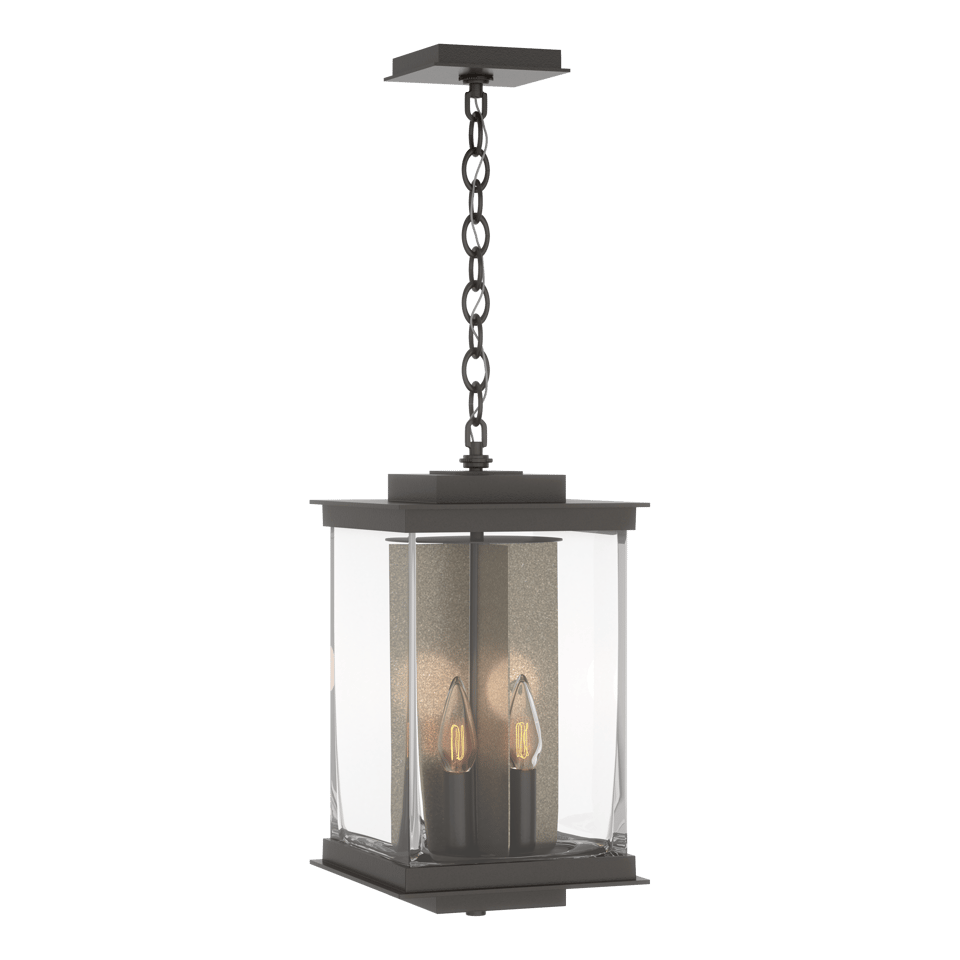 Hubbardton Forge Kingston Outdoor Large Lantern - Oil Rubbed Bronze - Translucent Soft Gold Accent, Part Number .