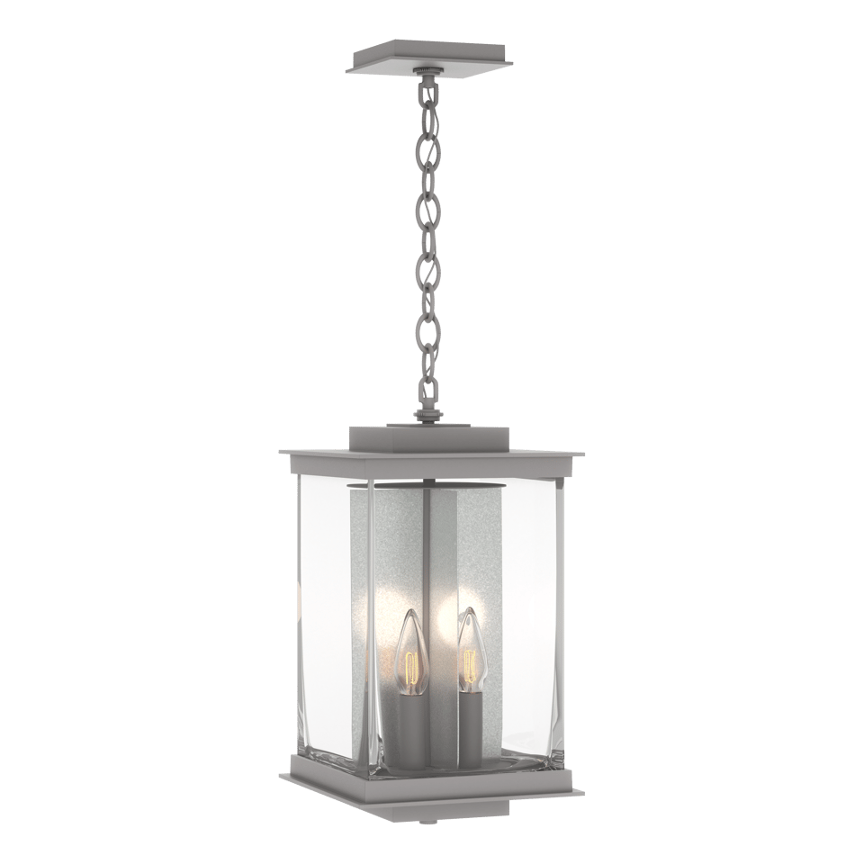 Hubbardton Forge Kingston Outdoor Large Lantern - Coastal Burnished Steel - Translucent Vintage Platinum Accent, Part Number .
