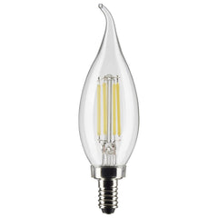 4W LED CA10 Filament Bulb, 350 Lumens, Dimmable, E12 Candelabra Base, 15,000 Hours Rated
