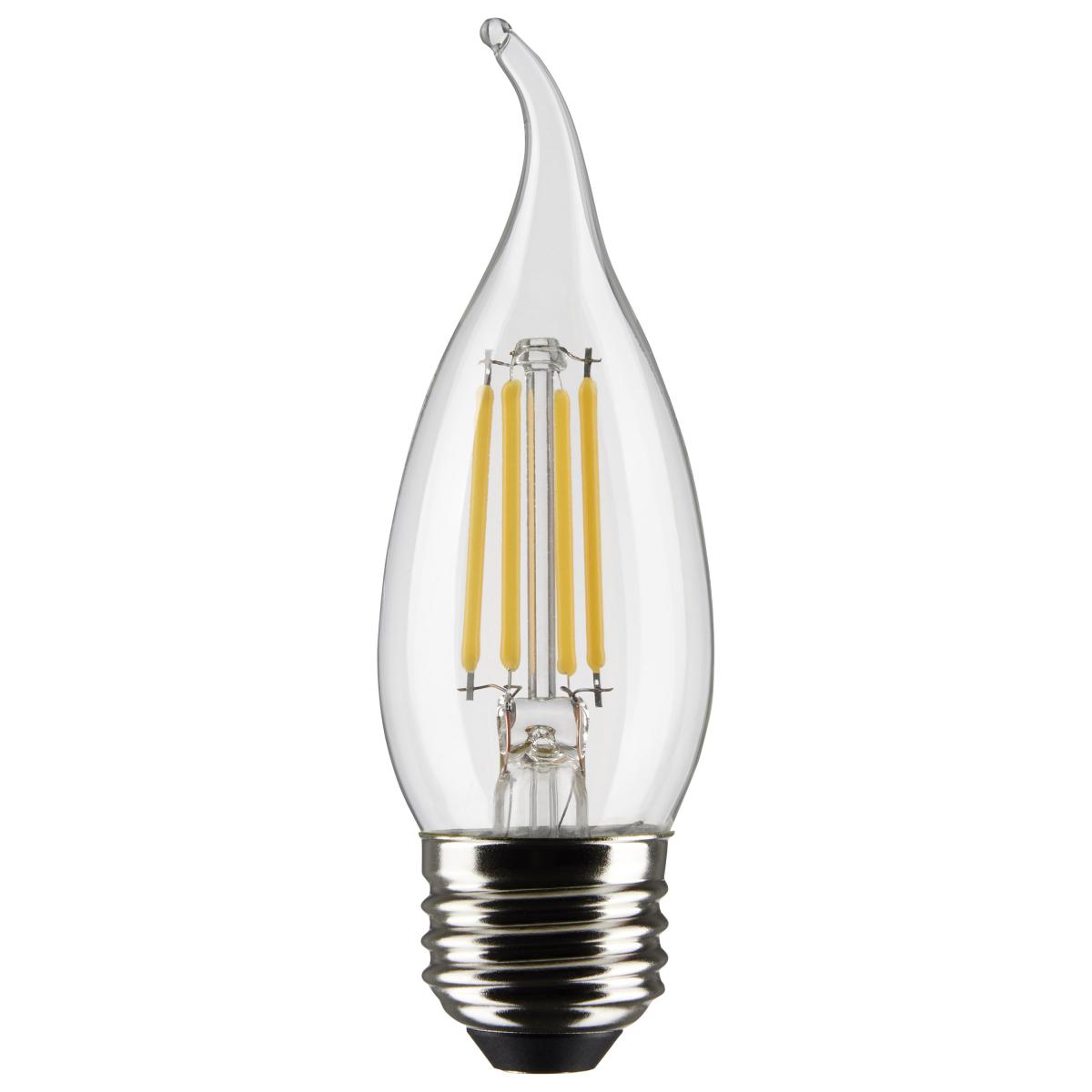 4W LED CA10 Filament Bulb, 350 Lumens, Dimmable, Medium E26 Base, 15,000 Hour Lifespan by Satco