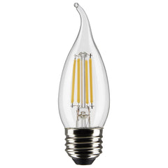 4W LED CA10 Filament Bulb, 350 Lumens, Dimmable, Medium E26 Base, 15,000 Hour Lifespan by Satco