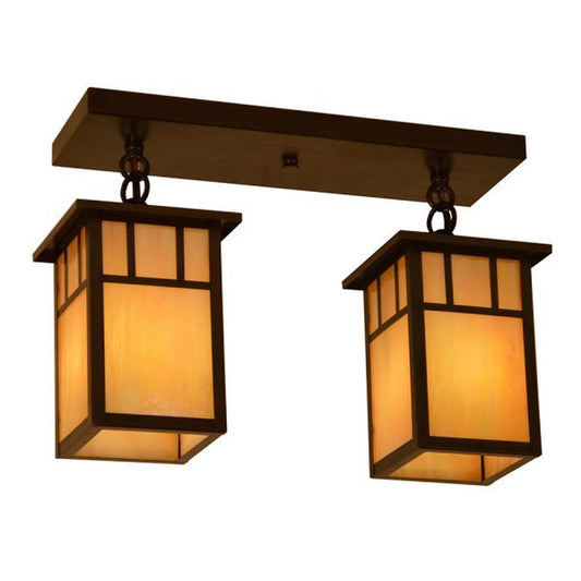 4″ Huntington 2 Light Ceiling Mount, Double T-Bar Overlay - HCM-4L/2DTGW-BZ - Bronze by Arroyo Craftsman