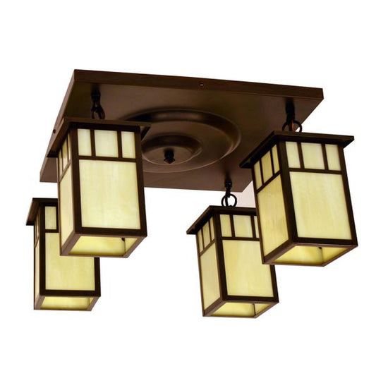 4″ Huntington 4 Light Ceiling Mount, Double T-Bar Overlay - HCM-4L/4DTCR-BZ - Bronze by Arroyo Craftsman