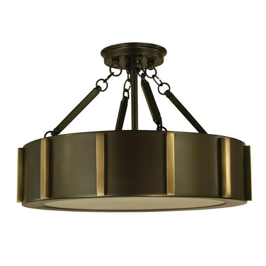 4-Light 16″ Mahogany Bronze/Antique Brass Pantheon Flush Mount - 4592 MB/AB by Framburg