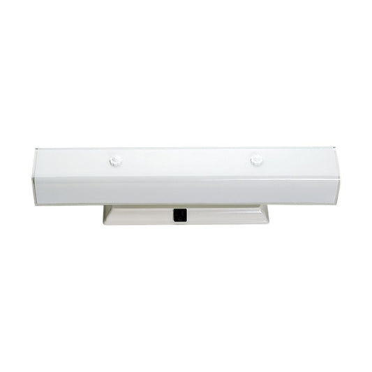 4 Light - 24" Vanity with White "U" Channel Glass with Convenience Outlet - White Finish - Satco SF77-991