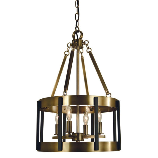 4-Light Antique Brass/Matte Black Pantheon Pendant - 4664 AB/MBLACK by Framburg