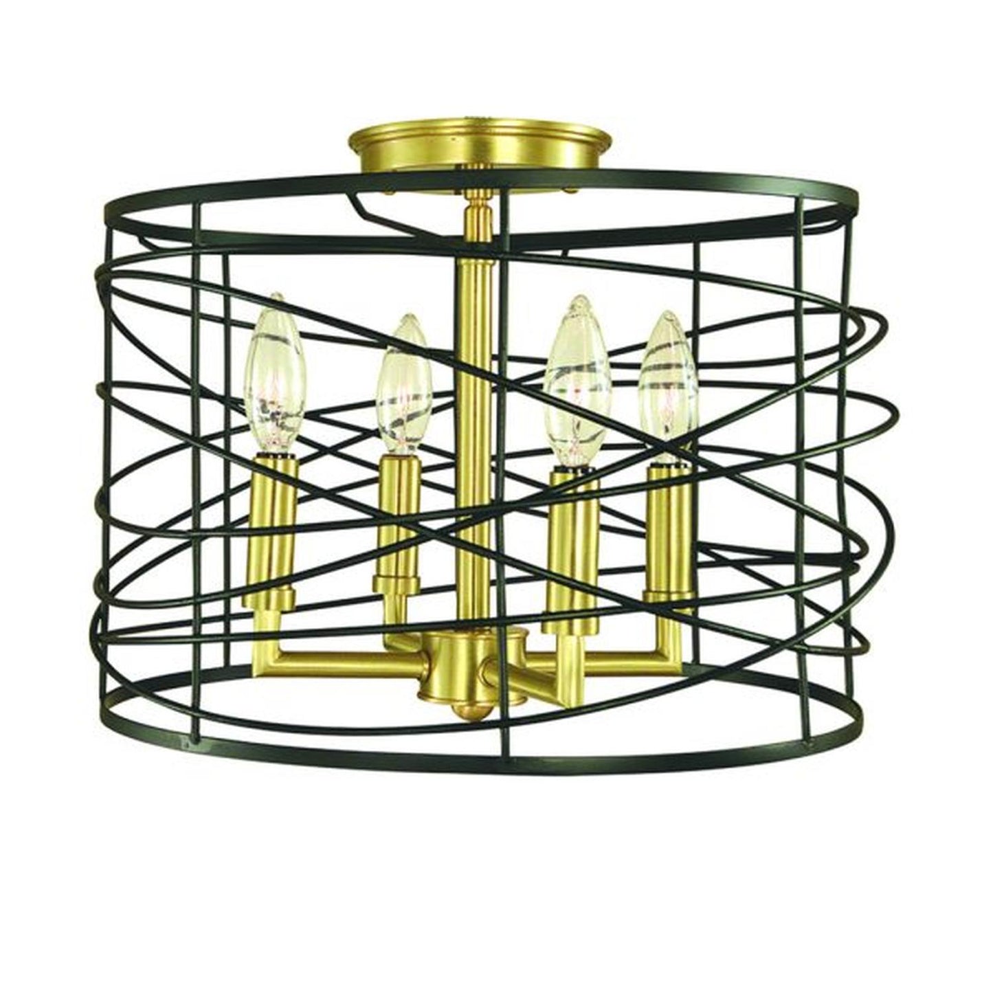 4-Light Brushed Brass/Matte Black Boca Flush / Semi-Flush Mount - 5617 BR/MBLACK by Framburg
