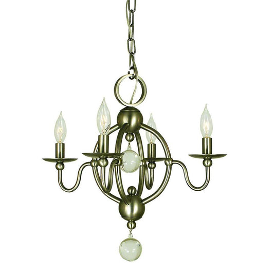 4-Light Brushed Nickel Quatrefoil Dinette Chandelier - 1159 BN by Framburg
