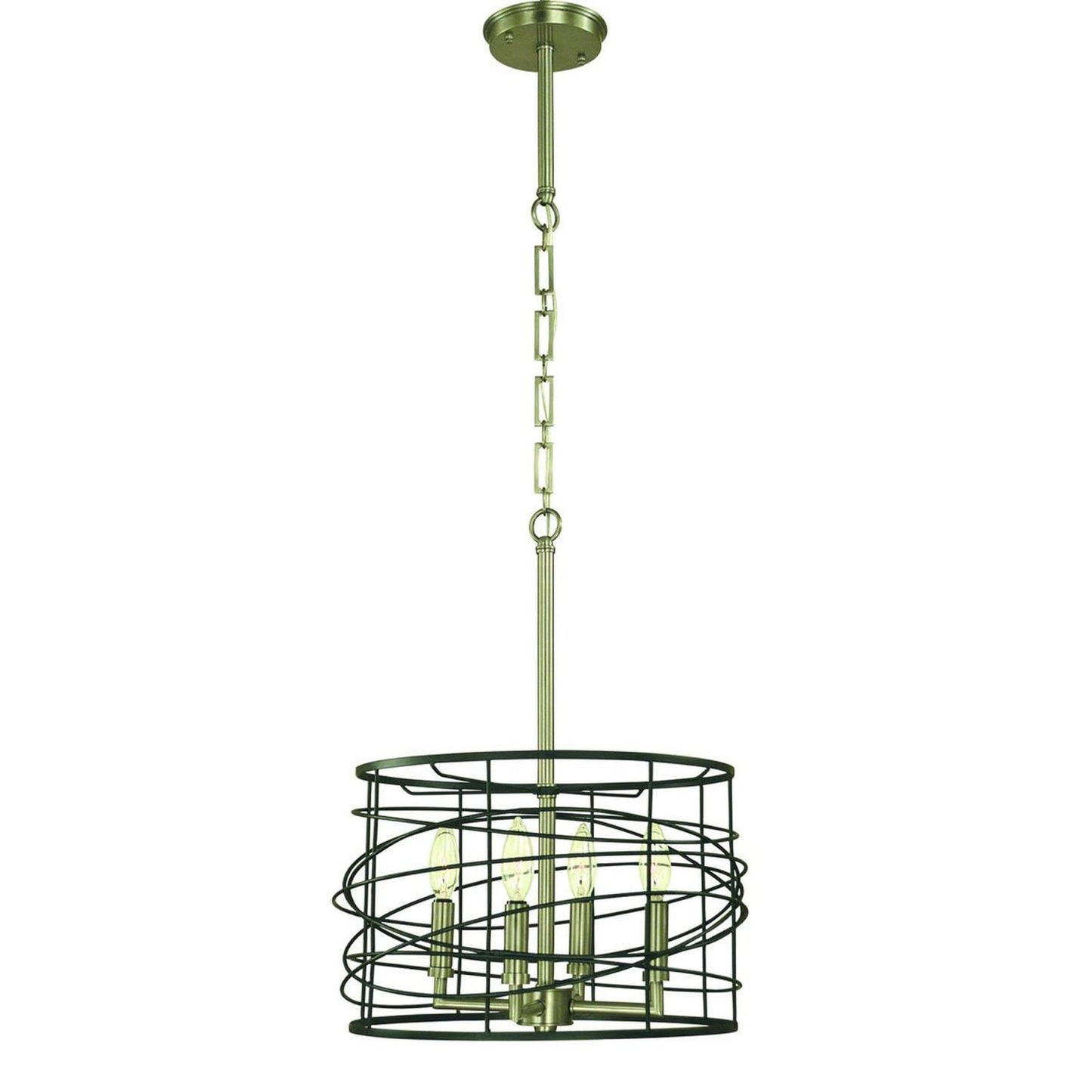 4-Light Brushed Nickel/Matte Black Boca Flush Dinette Chandelier - 5614 BN/MBLACK by Framburg