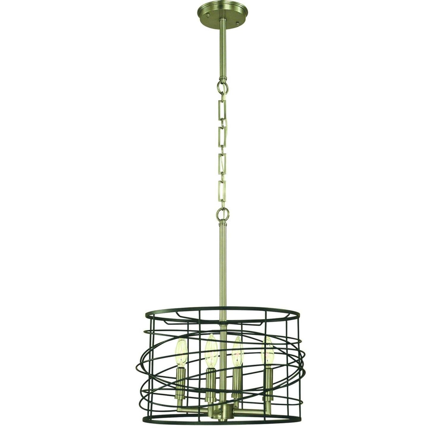 4-Light Brushed Nickel/Matte Black Boca Flush Dinette Chandelier - 5614 BN/MBLACK by Framburg