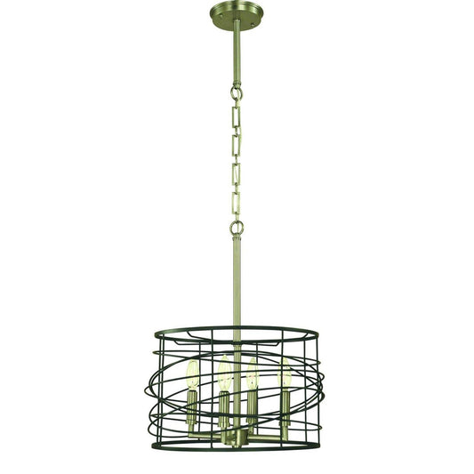 4-Light Brushed Nickel/Matte Black Boca Flush Dinette Chandelier - 5614 BN/MBLACK by Framburg