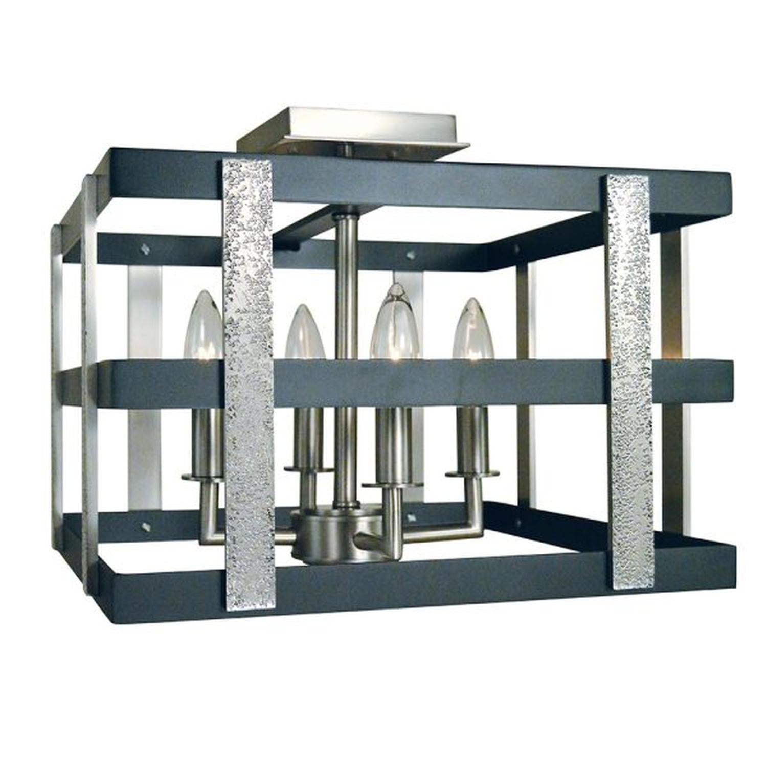 4-Light Brushed Nickel/Matte Black Montreaux Semi-Flush - L1031 BN/MBLACK by Framburg