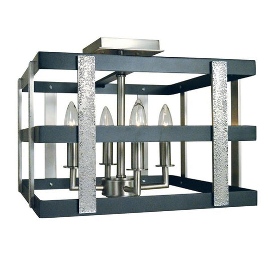 4-Light Brushed Nickel/Matte Black Montreaux Semi-Flush - L1031 BN/MBLACK by Framburg