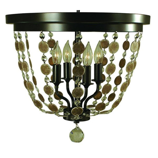4-Light Mahogany Brass Naomi Flush Mount - 4481 MB by Framburg