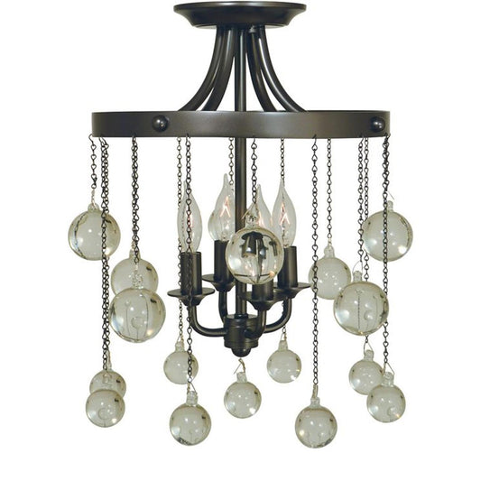 4-Light Mahogany Bronze Falling Stars Small Semi Flush - 4762 MB by Framburg