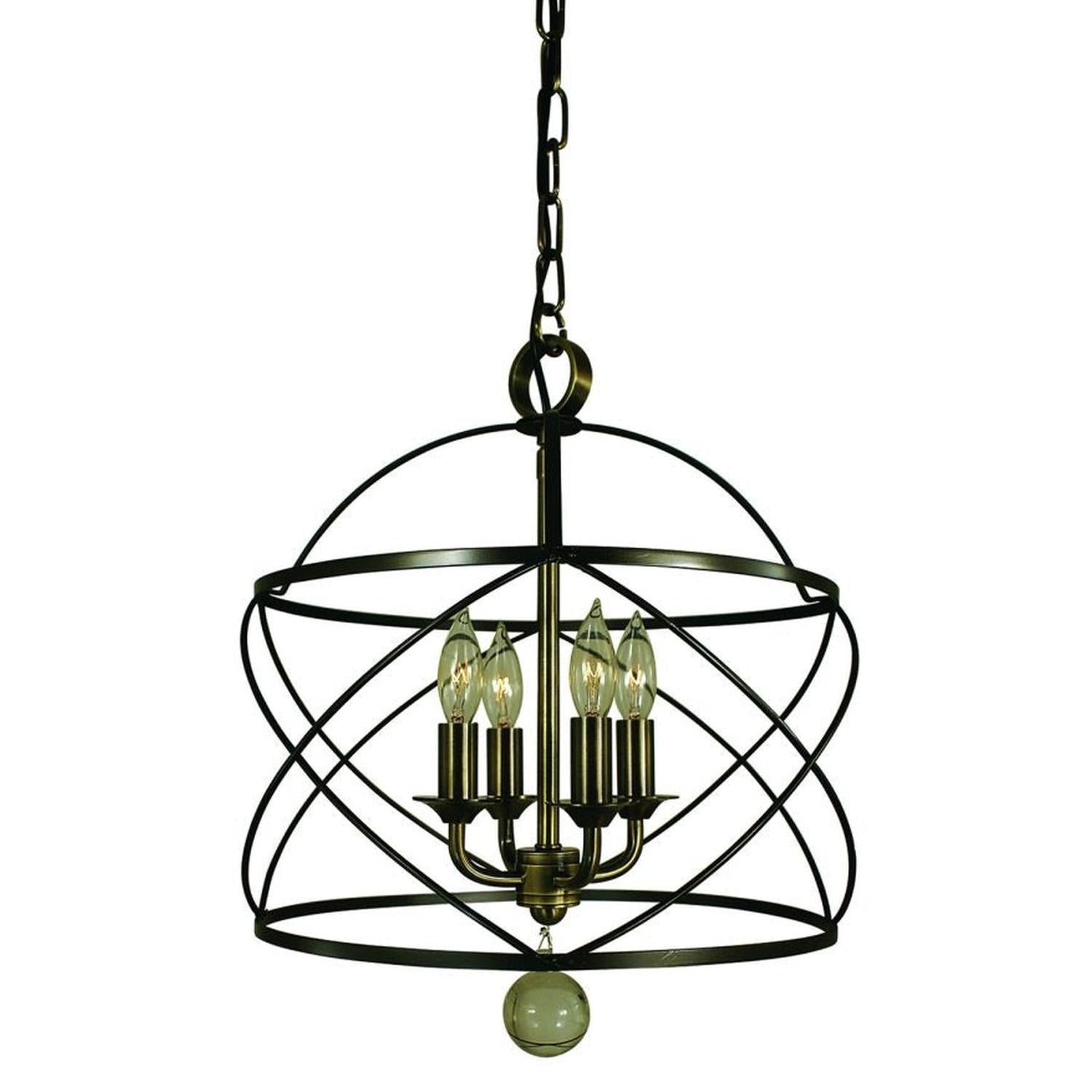 4-Light Mahogany Bronze/Antique Brass Nantucket Dinette Chandelier - 4414 MB/AB by Framburg