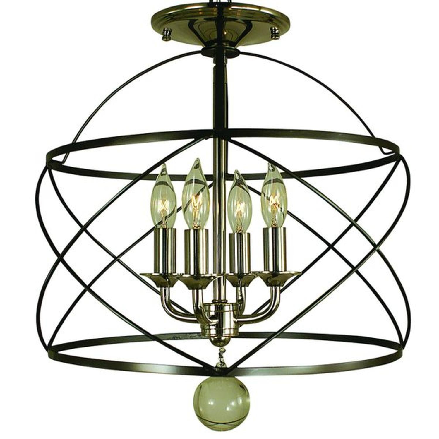 4-Light Mahogany Bronze/Polished Nickel Nantucket Flush / Semi Flush Mount - 4411 MB/PN by Framburg