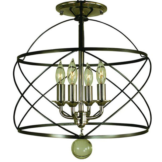 4-Light Mahogany Bronze/Polished Nickel Nantucket Flush / Semi Flush Mount - 4411 MB/PN by Framburg