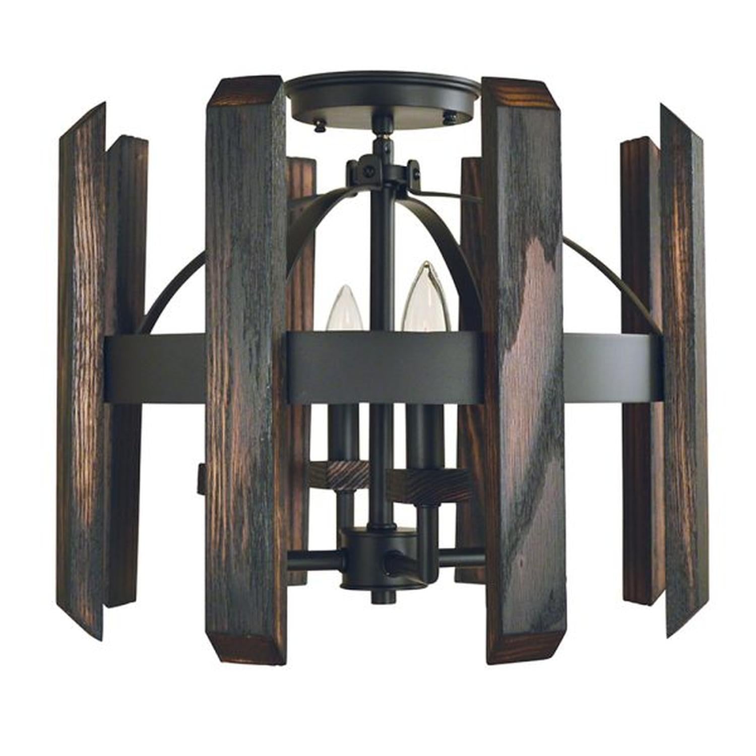 4-Light Matte Black Modern Farmhouse Flush / Semi-Flush Mount - 5372 MBLACK by Framburg
