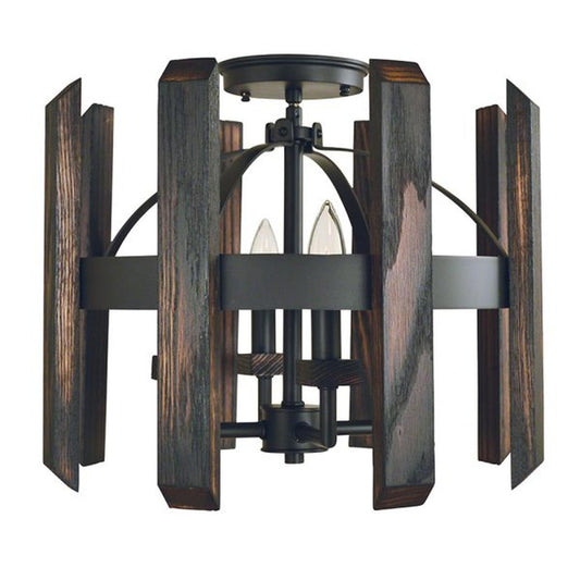 4-Light Matte Black Modern Farmhouse Flush / Semi-Flush Mount - 5372 MBLACK by Framburg