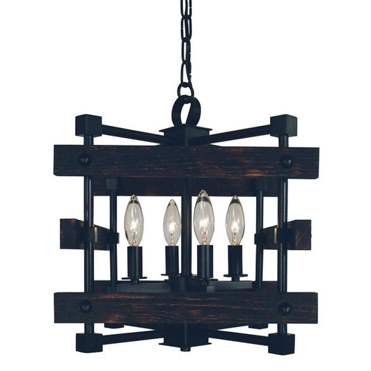 4-Light Matte Black Rustic Chic Dual Mount Chandelier - 5270 MBLACK by Framburg