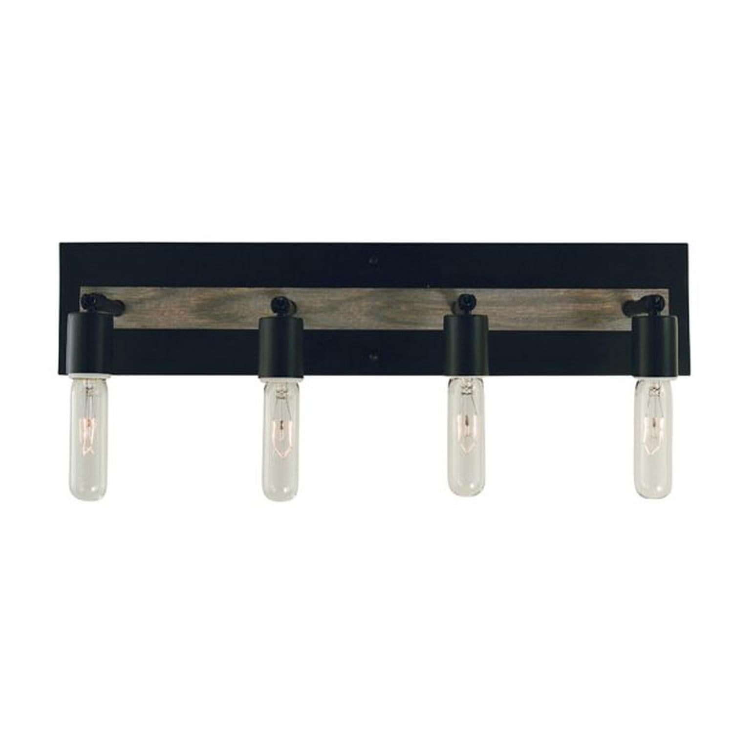 4-Light Matte Black With Grey Oak Accents Loft Sconce - 5439 Mblack by Framburg