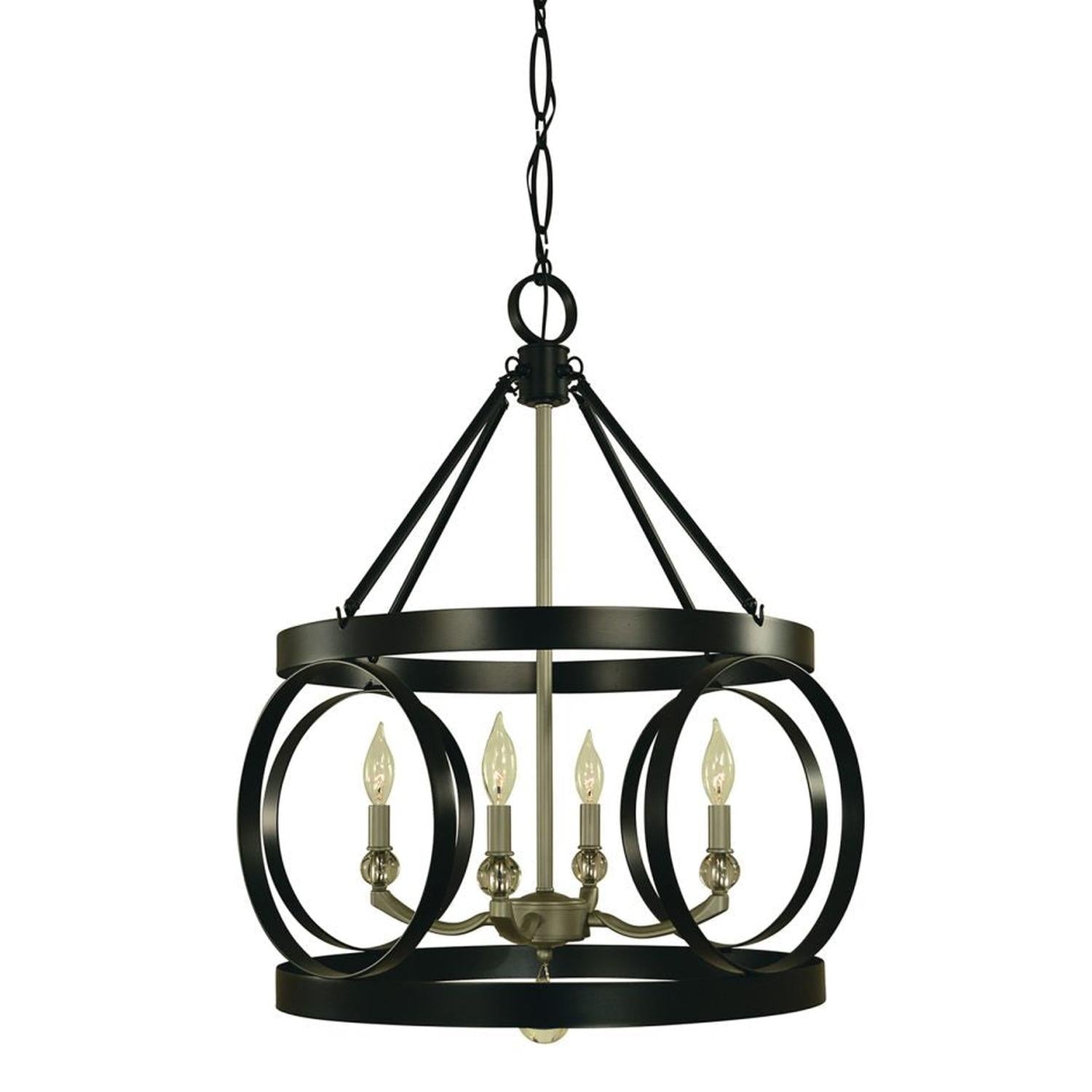 4-Light Matte Black/Satin Pewter Amelia Dining Chandelier - 5704 MBLACK/SP by Framburg